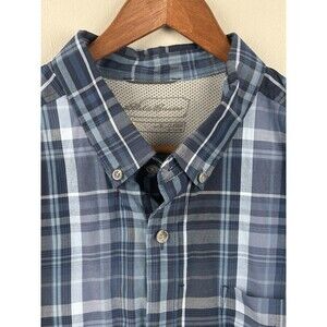 Eddie Bauer Mens Shirt XL Classic Fit Blue Plaid Long Sleeve Cotton Blend